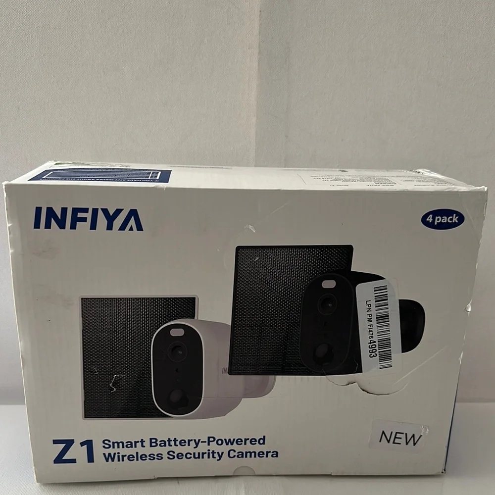 New in Box INFIYA (4) Pack Smart Battery-Powered Wireless Security Cameras.